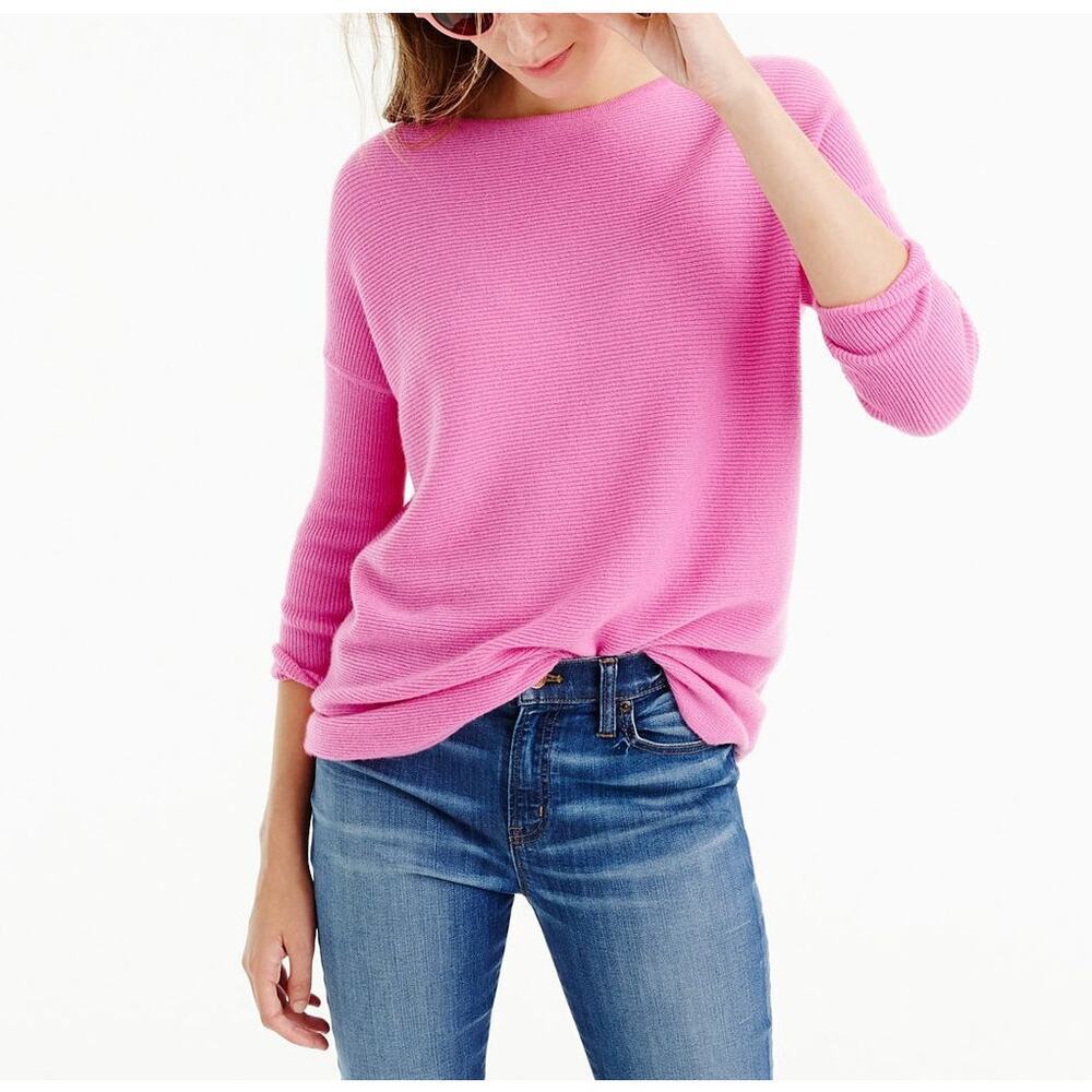 J.Crew Collection Italian Cashmere Sweater in Pink Boatneck 3/4 Sleeves, XS